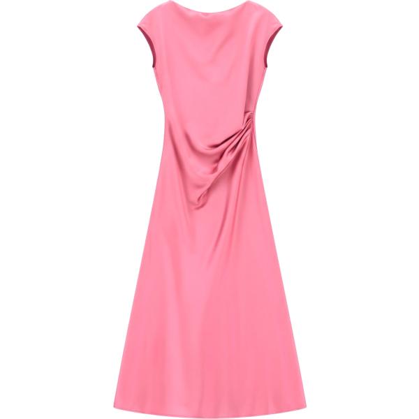 Vestito longuette/midi da donna in rosa scuro collo a barchetta a maniche corte Imperial
