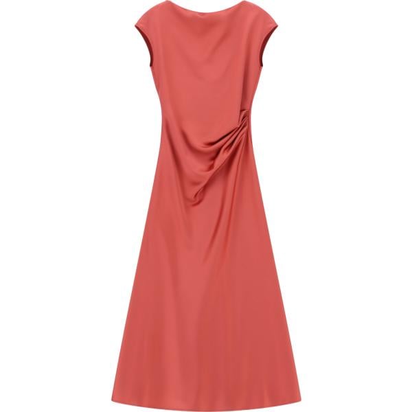Vestito longuette/midi da donna in rosso classico collo a barchetta a maniche corte Imperial