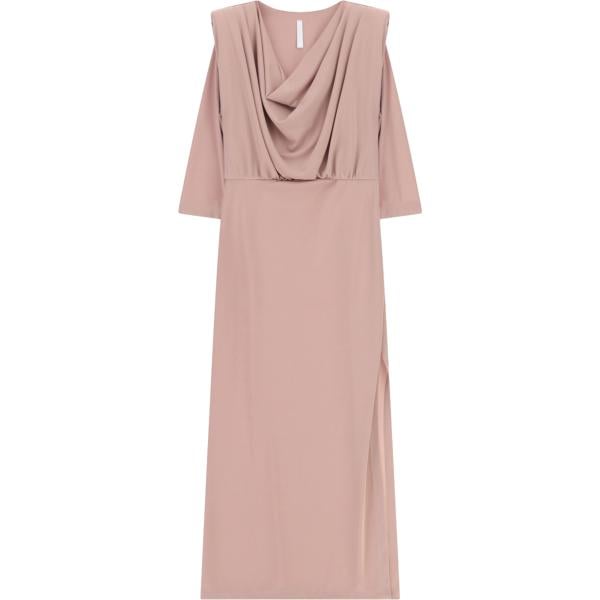 Vestito lungo da donna in marrone chiaro con scollo con spacco Imperial