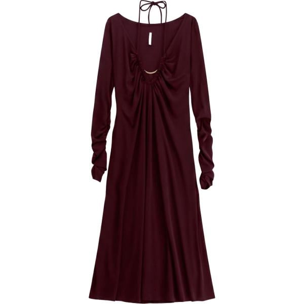Vestito longuette/midi da donna in nero pece collo a v a maniche lunghe Imperial
