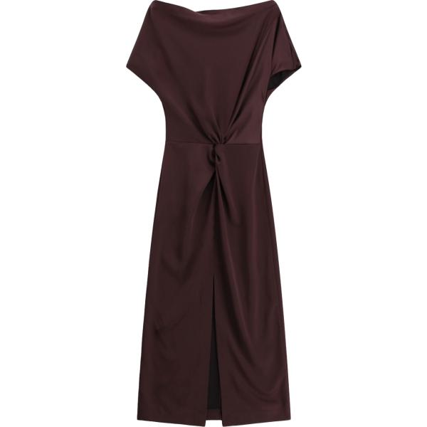 Vestito longuette/midi da donna in nero pece con scollo a maniche corte Imperial