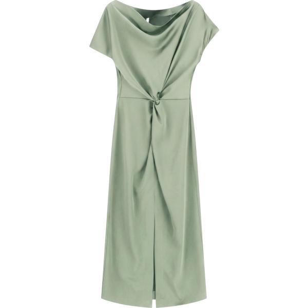 Vestito lungo da donna in verde chiaro con scollo lungo a maniche corte Imperial