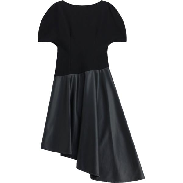 Vestito longuette/midi da donna in nero pece a maniche corte Imperial