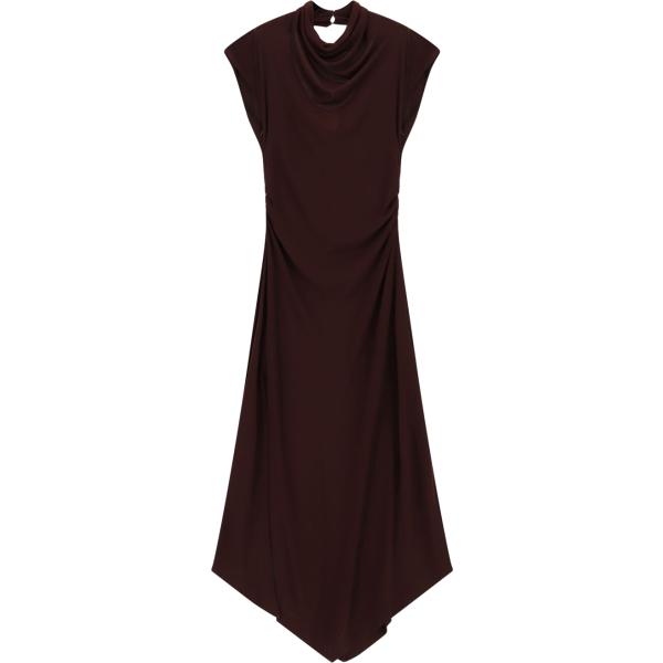 Vestito lungo da donna in nero pece con scollo con spacco a maniche corte con zip Imperial