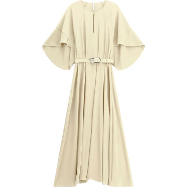 Vestito lungo da donna in giallo chiaro con scollo lungo con zip Imperial