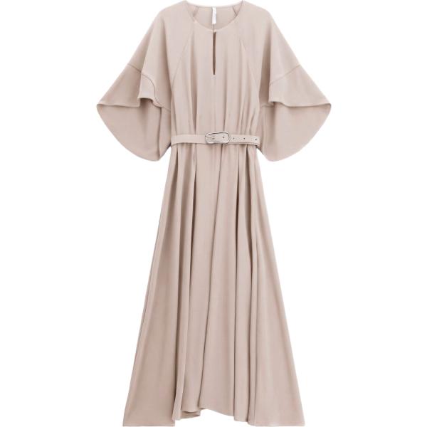 Vestito lungo da donna in viola chiaro con scollo lungo con zip Imperial