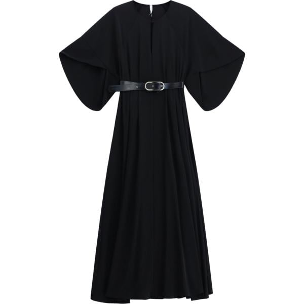 Vestito lungo da donna in nero pece con scollo lungo con zip Imperial