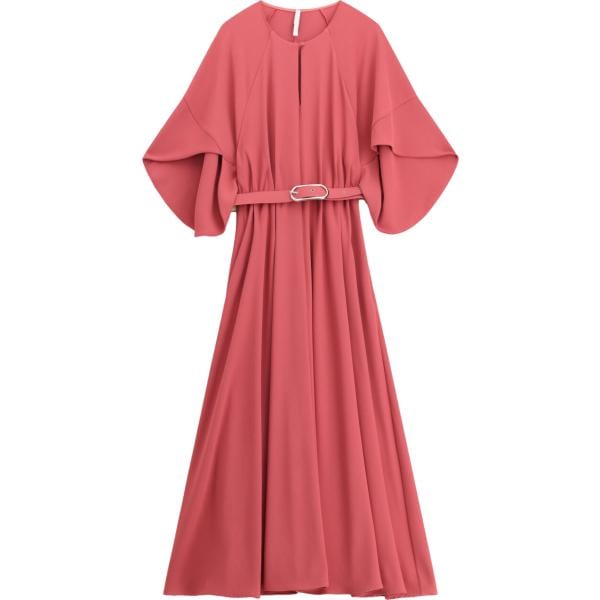 Vestito lungo da donna in rosa scuro con scollo lungo con zip Imperial