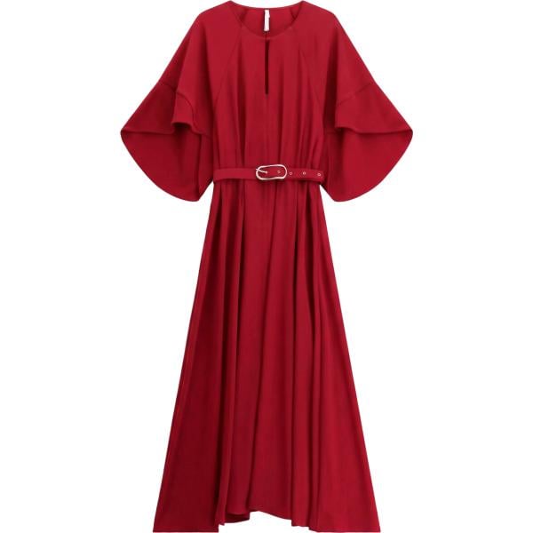 Vestito longuette/midi da donna in bordeaux con scollo con zip Imperial