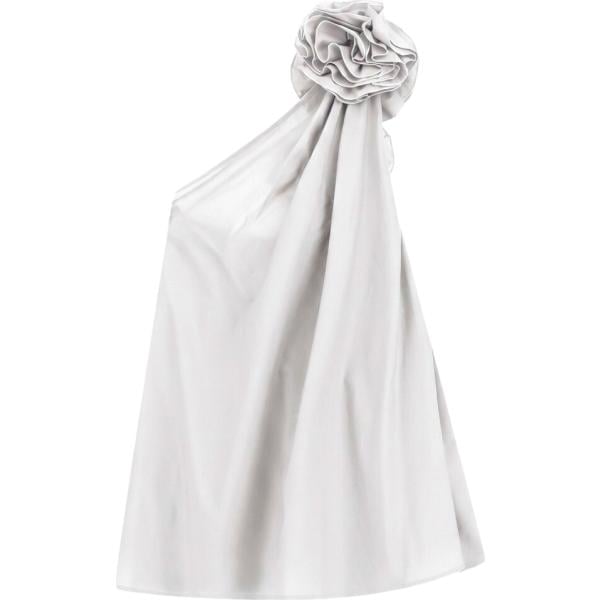 Vestito asimmetrico da donna in bianco avorio a fiori corto Imperial