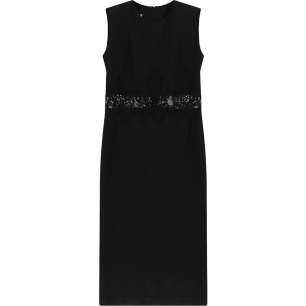 Vestito longuette/midi da donna in nero pece con pizzo girocollo senza maniche con zip Imperial