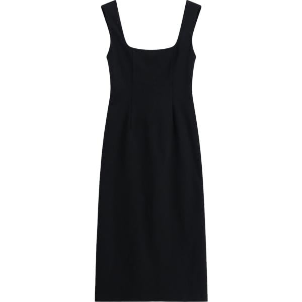 Vestito longuette/midi da donna in nero pece con spalline Imperial