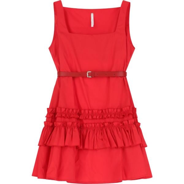 vestito corto da donna in rosso classico con ruches con spalline corto con cintura Imperial
