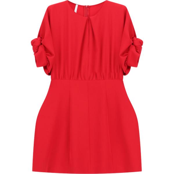 Vestito corto da donna in rosso classico girocollo corto a maniche corte con zip Imperial