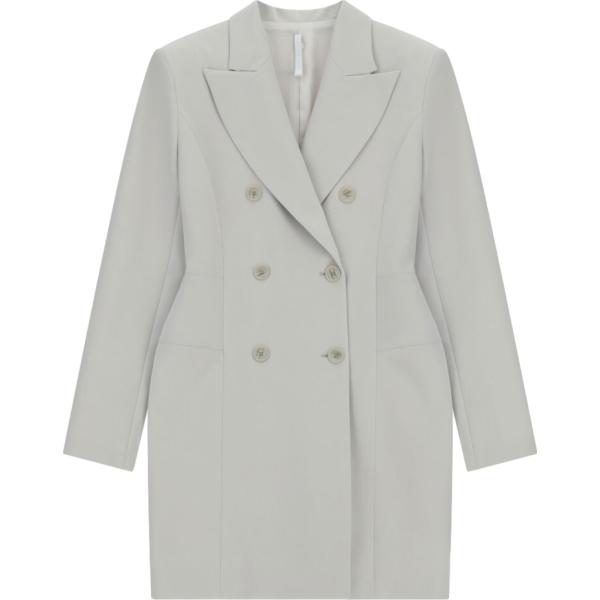Vestito corto da donna in grigio chiaro collo classico corto a maniche lunghe Imperial