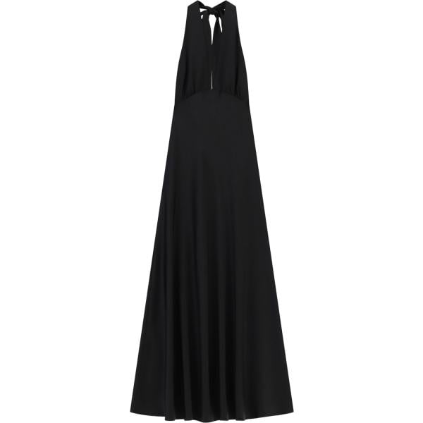 Vestito lungo da donna in nero pece con scollo lungo Imperial
