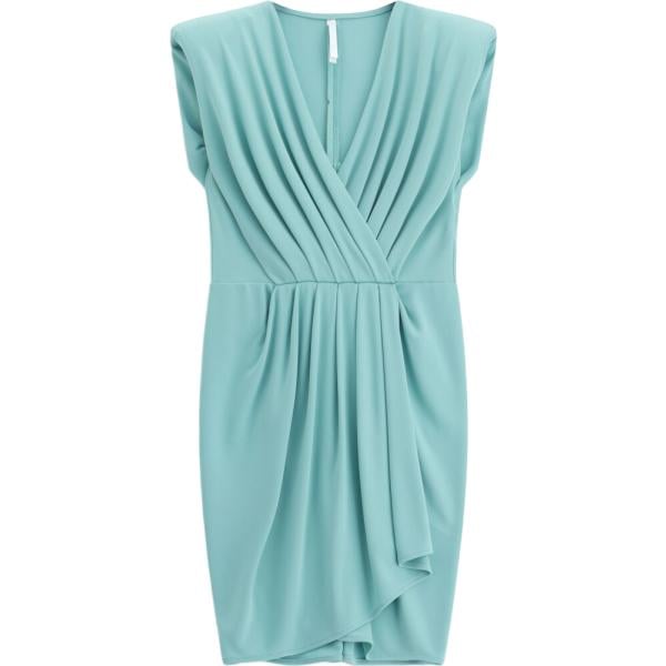 Vestito corto da donna in azzurro collo a v corto con zip Imperial