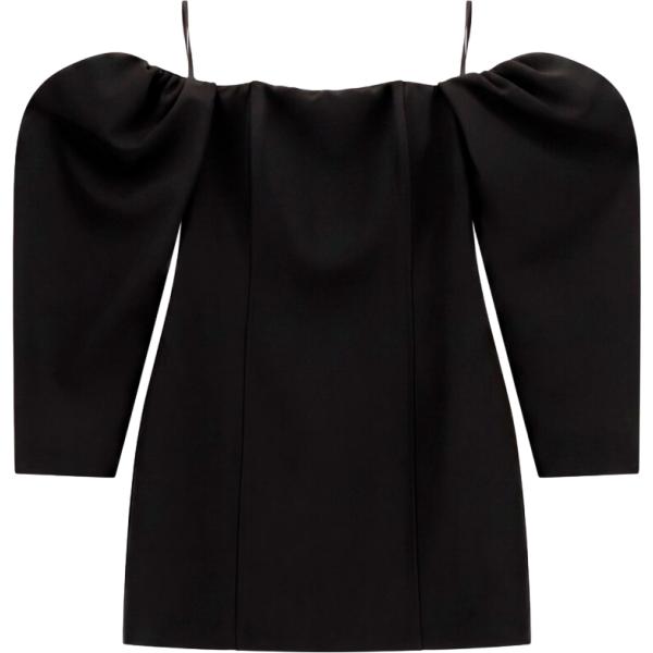 Vestito corto da donna in nero pece senza spalline corto a maniche lunghe Imperial