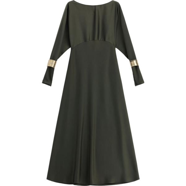 Vestito lungo da donna in grigio scuro collo a barchetta lungo a maniche lunghe con zip Imperial