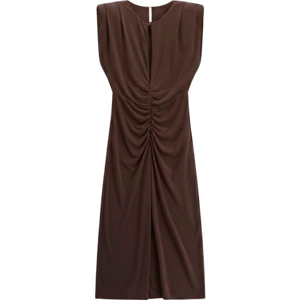 Vestito longuette/midi da donna in marrone scuro girocollo con zip Imperial