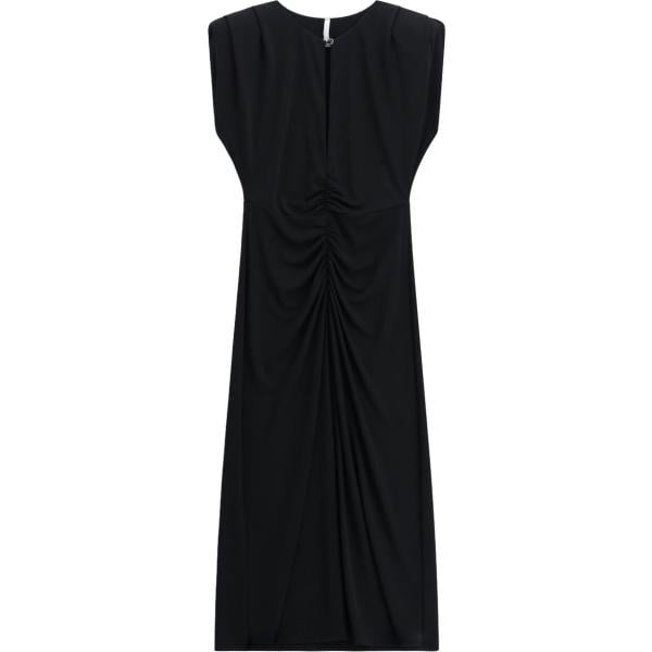 Vestito longuette/midi da donna in nero pece girocollo con zip Imperial