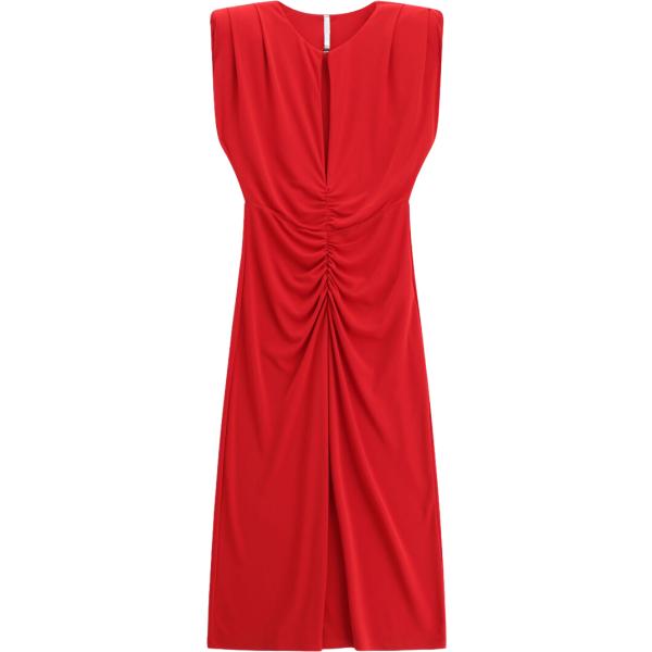 Vestito longuette/midi da donna in rosso classico girocollo con zip Imperial