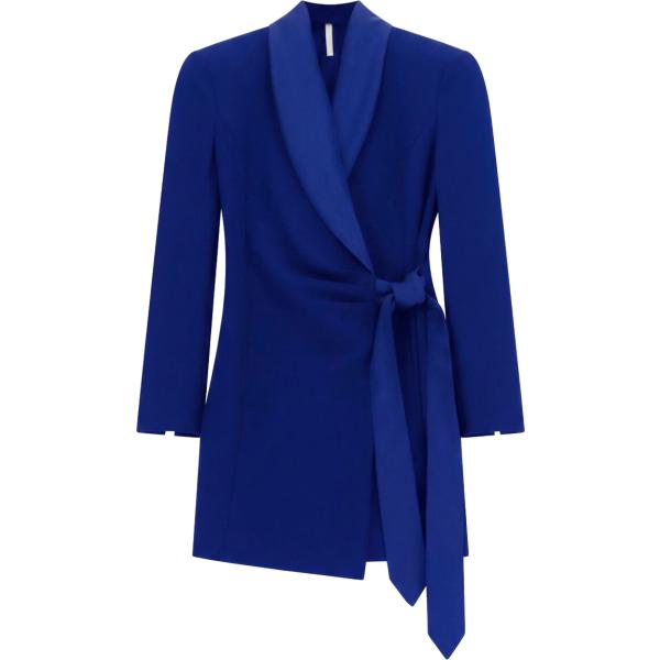 Vestito corto da donna in blu scuro collo con revers corto con cintura Imperial