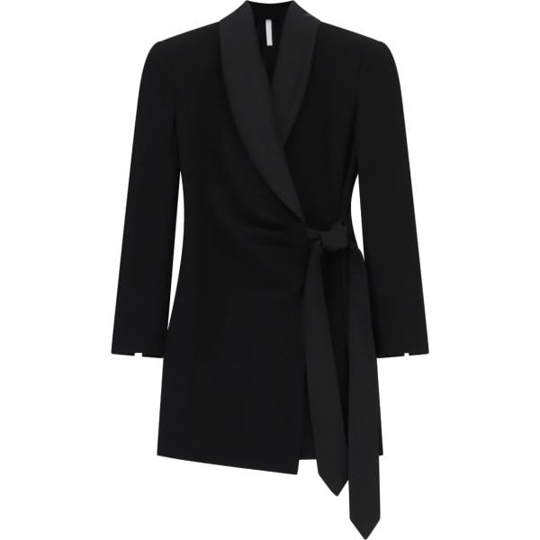 Vestito corto da donna in nero pece collo con revers corto con cintura Imperial