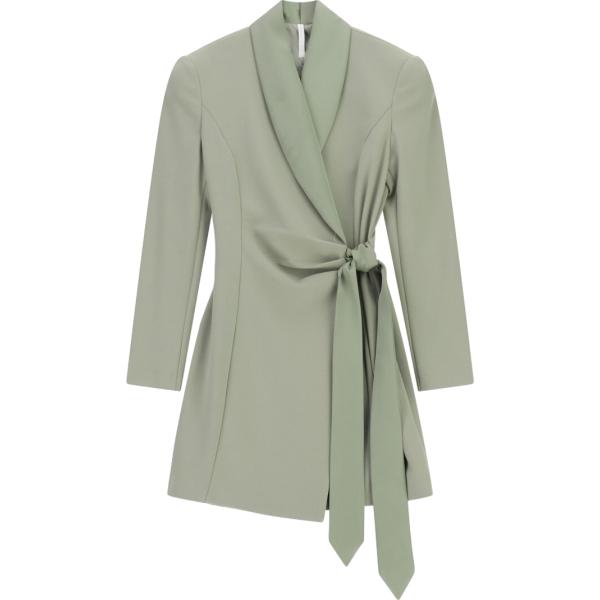 Vestito corto da donna in verde chiaro collo con revers corto con cintura Imperial