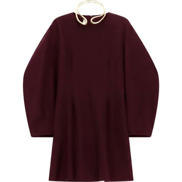 Vestito corto da donna in marrone scuro girocollo corto a maniche lunghe con zip Imperial