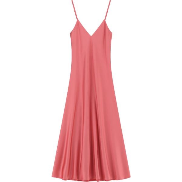 Vestito lungo da donna in rosa scuro con spalline lungo Imperial
