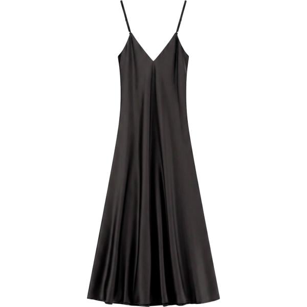 Vestito lungo da donna in nero pece con spalline lungo Imperial
