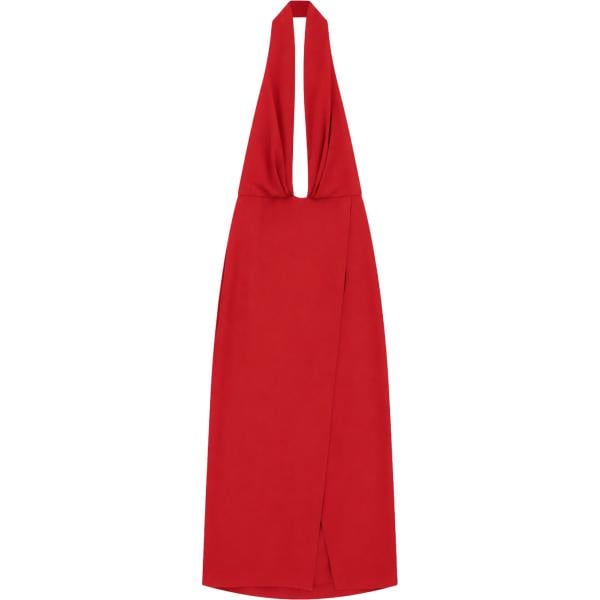 Vestito longuette/midi da donna in rosso classico con scollo con spacco Imperial