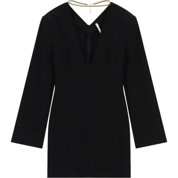 Vestito corto da donna in nero pece collo a v corto a maniche lunghe con zip Imperial Imperial