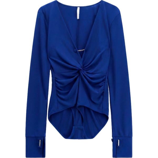 Corpo da donna in blu scuro collo a v a maniche lunghe Imperial
