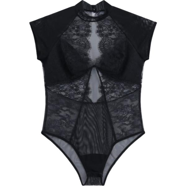 body Imperial nero a fiori
