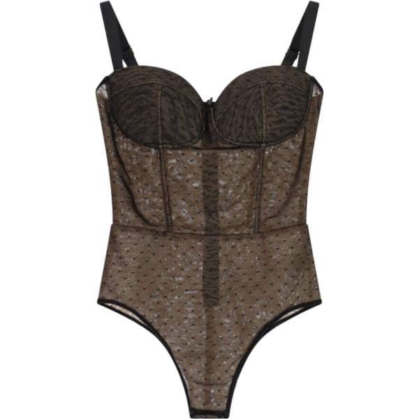 Corpo da donna in nero pece con stampe con spalline Imperial