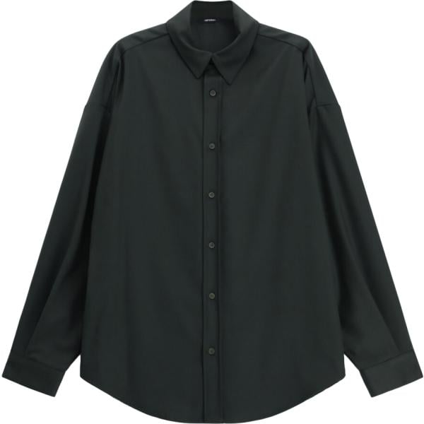Camicia da uomo in nero pece collo classico a maniche lunghe Imperial