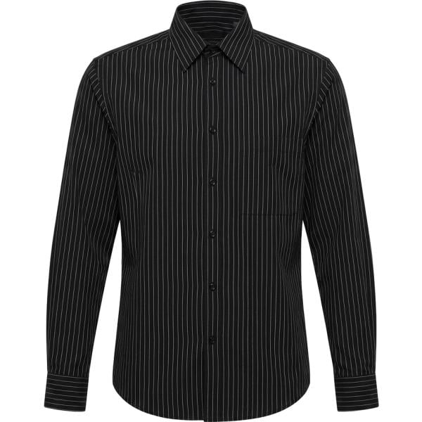 Camicia da uomo in nero pece a righe collo classico Imperial