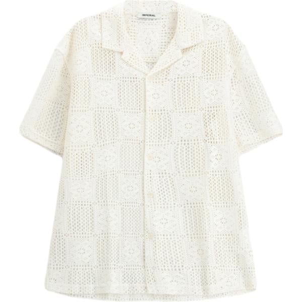 camicie a manica corta Imperial bianco geometrica