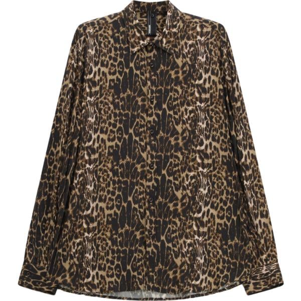 Camicia da uomo in marrone scuro animalier collo classico con bottoni Imperial
