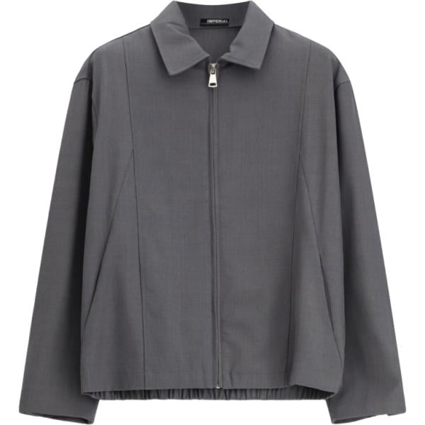 Cappotto da uomo in grigio scuro collo classico a maniche lunghe con zip Imperial