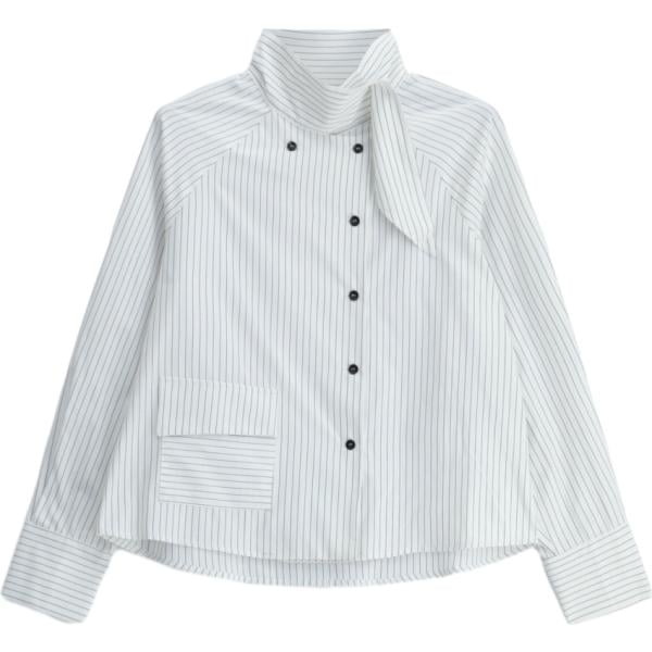 Camicia da donna in bianco avorio a righe con bottoni Imperial