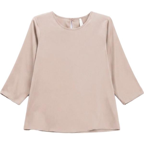 Blusa da donna in beige sabbia girocollo Imperial