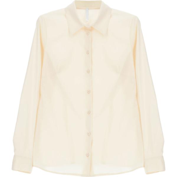 Camicia da donna in bianco avorio collo classico a maniche lunghe con bottoni Imperial