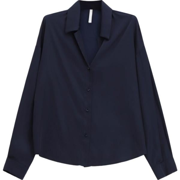 Camicia da donna in blu scuro collo classico a maniche lunghe Imperial