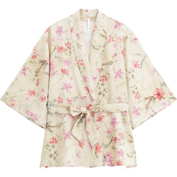 kimono Imperial bianco con stampe