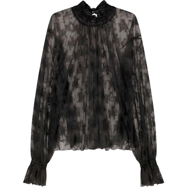 Blusa da donna in nero pece a maniche lunghe Imperial
