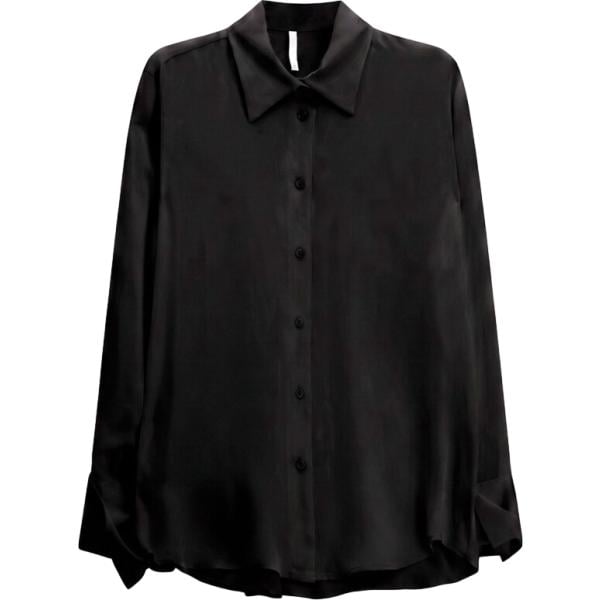 Camicia da donna in nero pece collo classico con bottoni Imperial