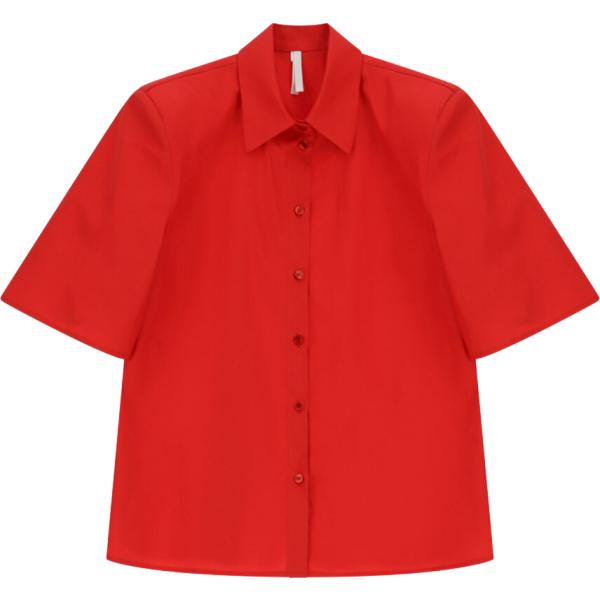 Camicia a maniche corte da donna in rosso classico con stampe collo classico a maniche corte Imperial